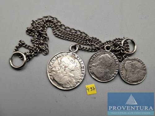 Kette mit Münzanhängern Österreich Joseph I evtl. Nachbildungen